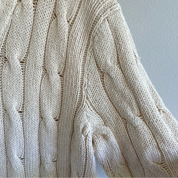 NWT Polo Ralph Lauren Men's Handknit Cable Knit Cream Sweater Size Large - Picture 10 of 11